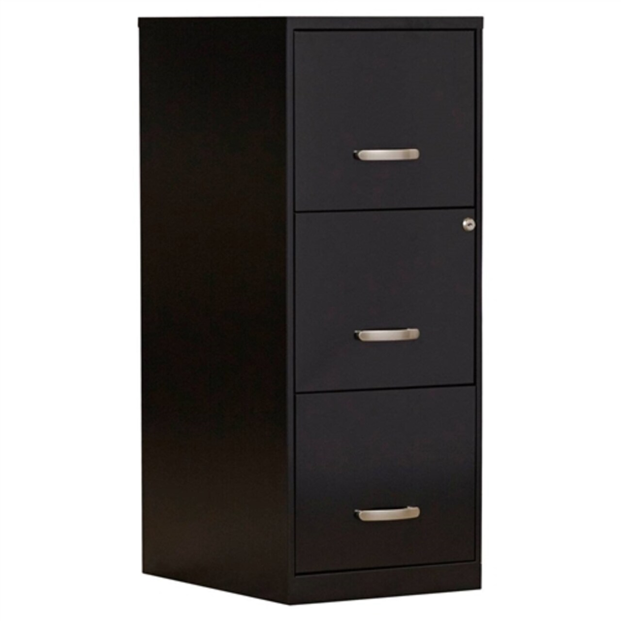 Black 3-Drawer Steel Filing Cabinet with Vertical Design and Locking Drawers for Office